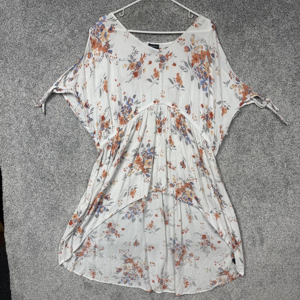 Torrid Dress Size 4 Plus Hi-Low Floral Dolman Sleeve Empire Waist Boho Summer